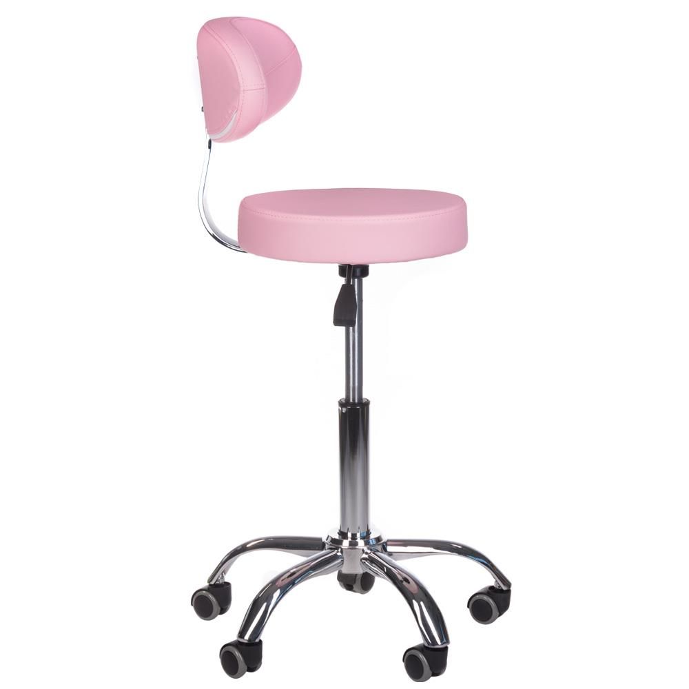 Krzesło/Hocker obrotowy z oparciem BD-9934 róż – zdjęcie 4