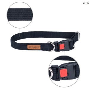 Obroża z blokadą Cotton M Black 35-50cm