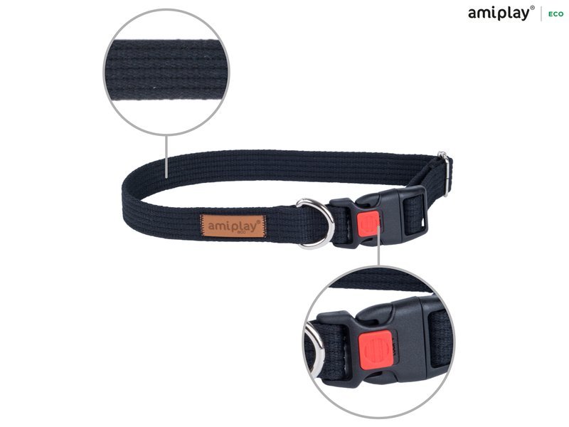 Obroża z blokadą Cotton M Black 35-50cm