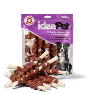 IdeaPet przysmaki dla psa Pałeczki wołowe z kaczką twister 500g