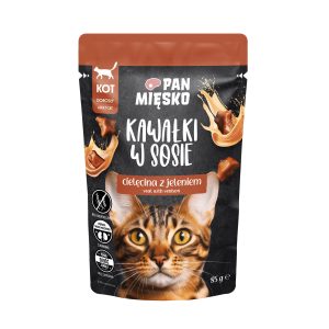 Karma mokra dla kota Pan Mięsko Kawałki w sosie Cielęcina z jeleniem (dorosły) 85 g
