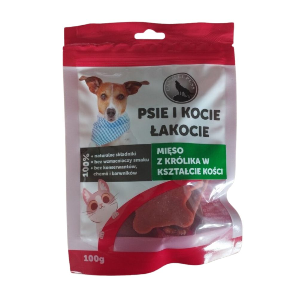 Canis Lupuss Mięso z królika w kształcie kości 100g
