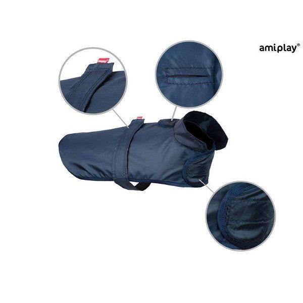 Pelerynka przeciwdeszczowa dla psa Bristol 48cm granat Amiplay – zdjęcie 2