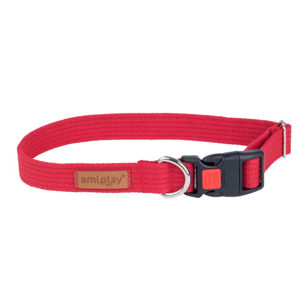 Obroża z blokadą Cotton L Red 40-60cm – zdjęcie 2