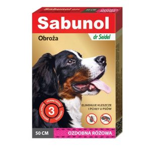 Obroża Sabunol przeciw kleszczom i pchłom 50 cm różowa