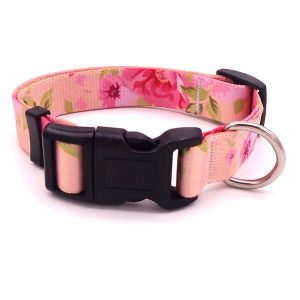 Obroża materiałowa w kwiaty dla psa rozmiar M 35 - 42 cm
