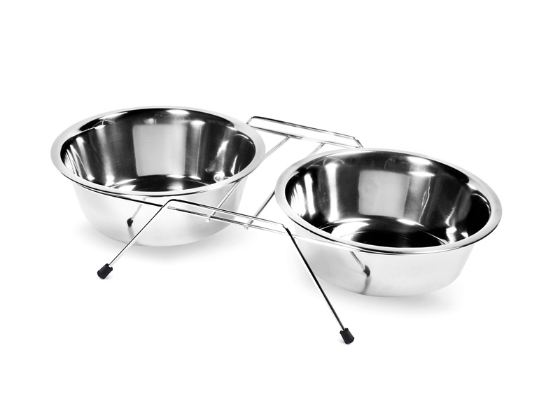 Metalowy stojak z miskami 16cm 0,8L