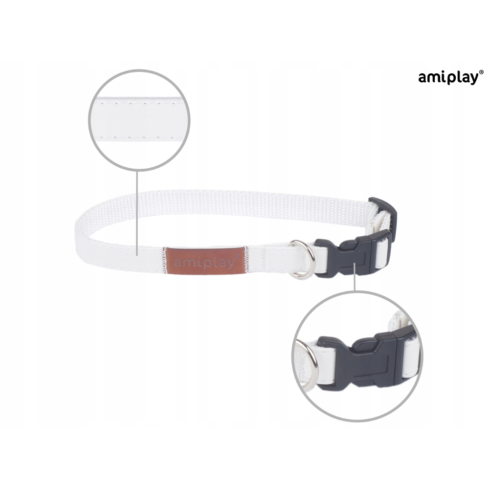 Obroża regulowana New York L Biały 35-50 x 2,0cm – zdjęcie 3