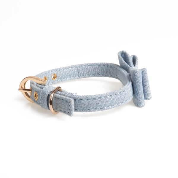 Obroża niebieska kokarda Jeans S 32 cm – zdjęcie 2