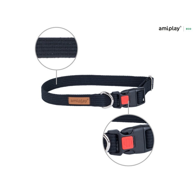 Obroża z blokadą Cotton S Black 28-40cm