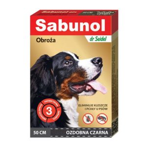 Obroża Sabunol przeciw kleszczom i pchłom 50 cm czarna