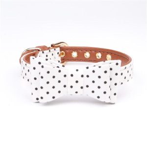 Obroża kokarda kropki  S 22-28 cm