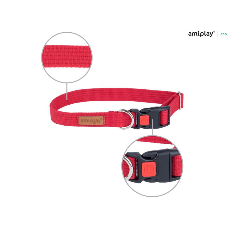 Obroża z blokadą Cotton L Red 40-60cm
