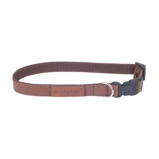 Obroża regulowana New York M brąz 25-40 x 1,5cm