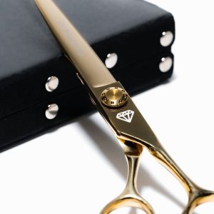 Nożyczki proste Diamond Scissors 7" złote z mikroszlifem
