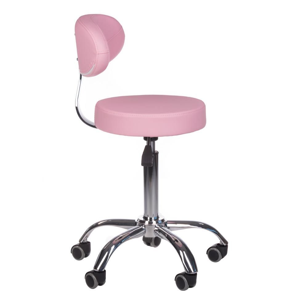 Krzesło/Hocker obrotowy z oparciem BD-9934 róż – zdjęcie 2