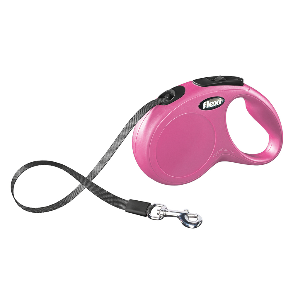 Smycz Flexi Classic 5 m taśma S max 15 kg różowa