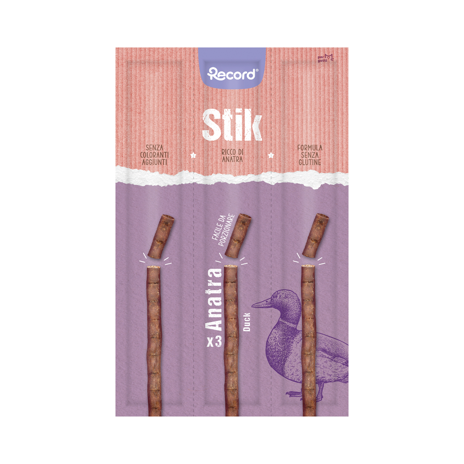 Bezglutenowe smakołyki Stik dla kota z kaczką 3x6g