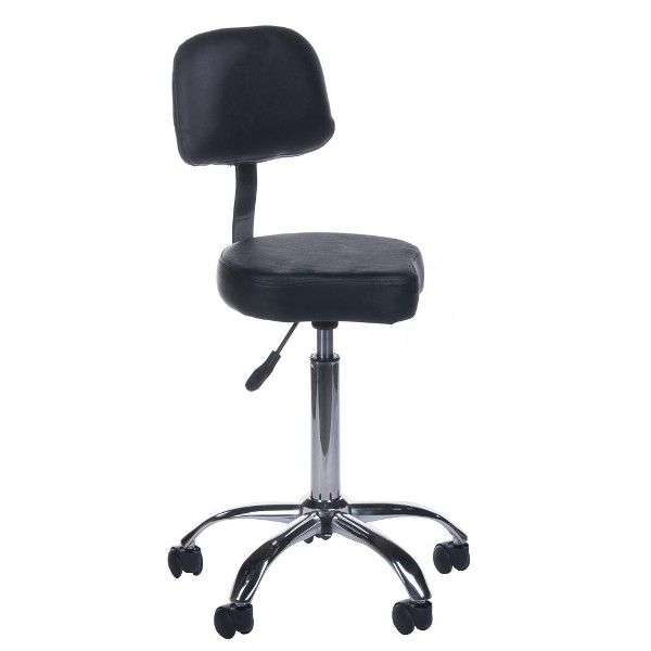 Taboret kosmetyczny z oparciem BH-7268 czarny