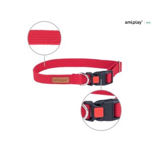 Obroża z blokadą Cotton S Red 28-40cm