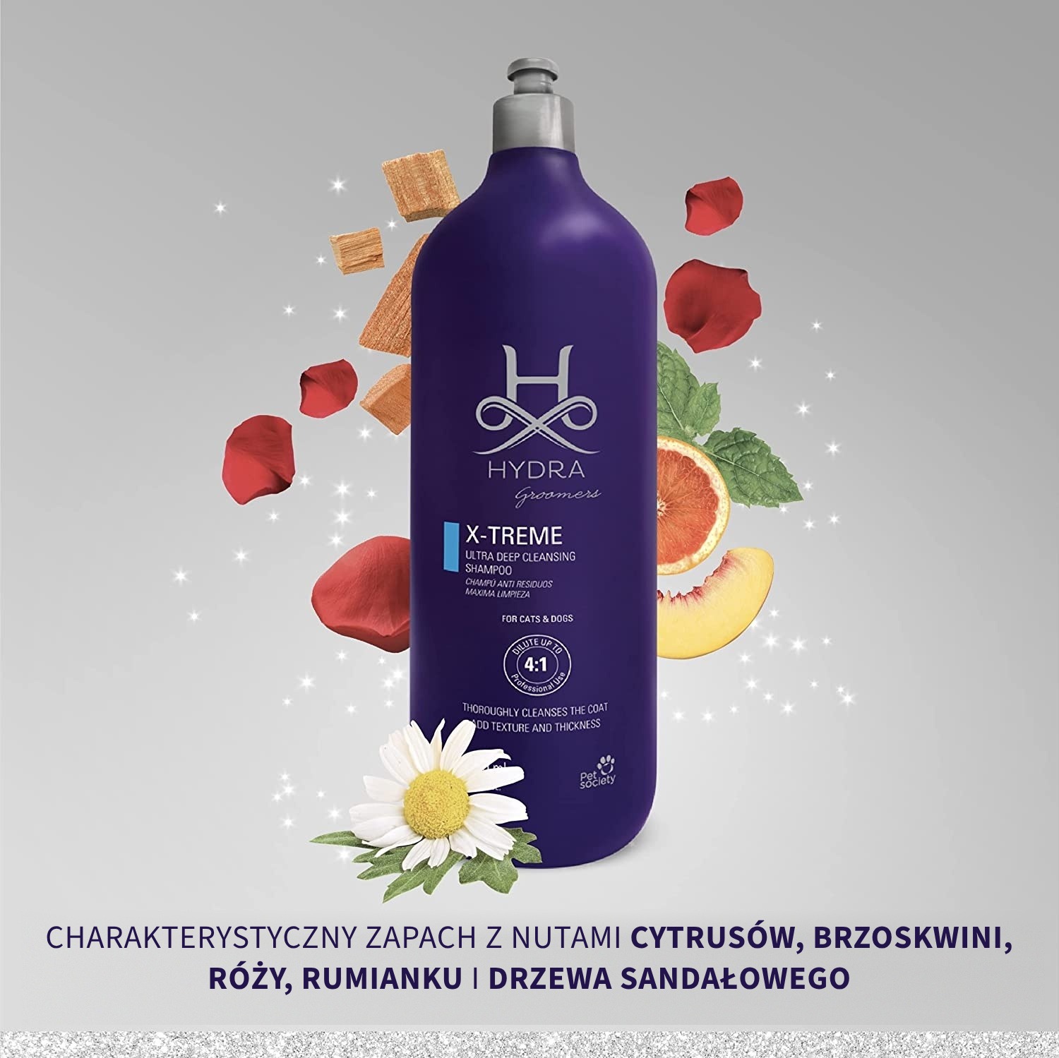 Hydra X-Treme – szampon głęboko oczyszczający dla psów i kotów, 1 L, koncentrat 4:1 – zdjęcie 3